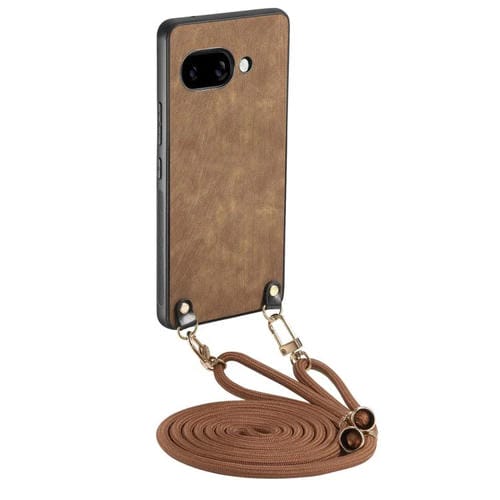 Funda de Cuero Vintage para Google Pixel 9A con Correa Cruzada (Marrón)