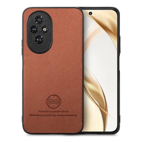 Funda para Teléfono Honor 200 Pro con Parte Trasera de Piel y Tejido de Sarga (Marrón)
