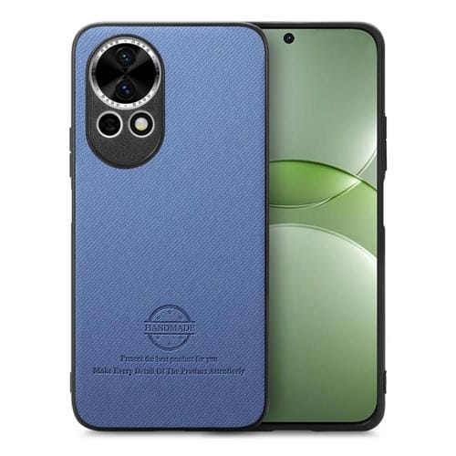 Funda de Piel de Sarga con Parte Trasera de Cuero para Huawei Nova 13 (Azul)