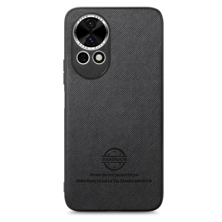 Funda de Piel de Sarga con Parte Trasera de Cuero para Huawei Nova 13 (Negra)