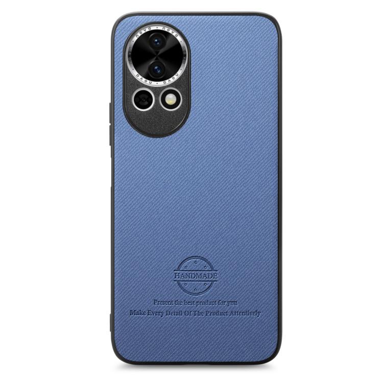 Funda para Teléfono Huawei Nova 13 Pro con Parte Trasera de Piel y Tejido de Sarga (Azul)