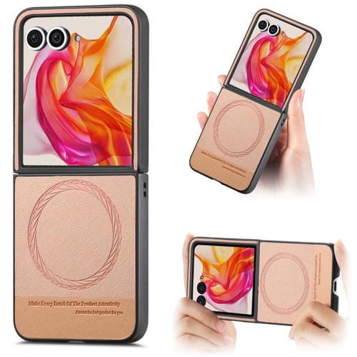 Funda Magnética de Piel y Sarga para Motorola Razr 40 (Rosa)