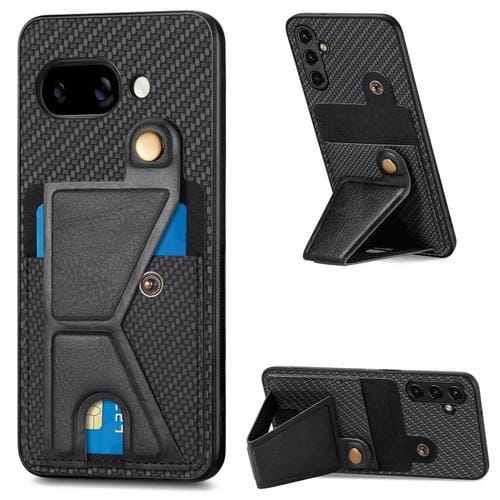 Funda Tipo Cartera Fibra de Carbono con Tarjetero en K para Google Pixel 9A (Negra)