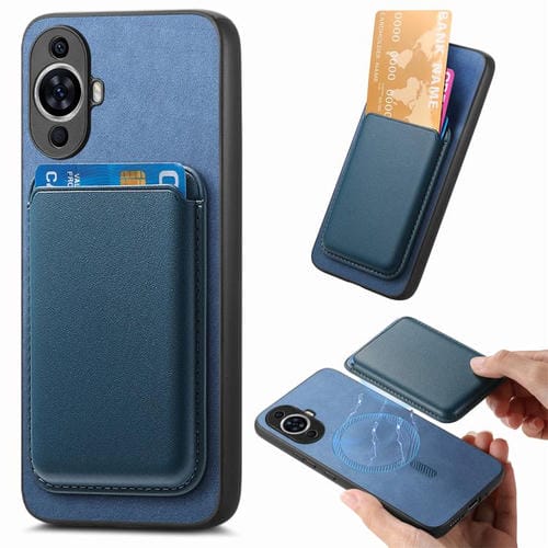 Funda Trasera PU con Tarjetero Magsafe para Huawei Nova 13 (Azul)