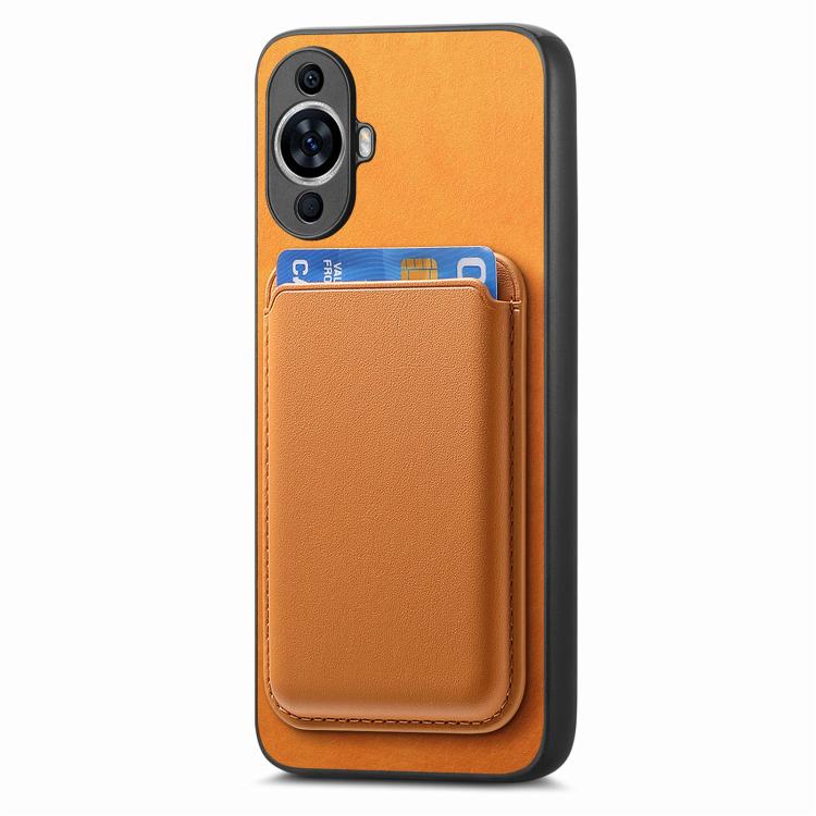 Funda Trasera de PU con Tarjetero Magsafe para Huawei Nova 12 (Amarilla)
