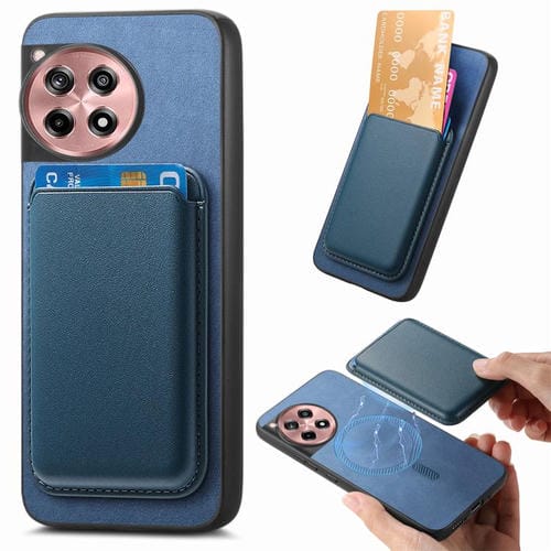 Funda Trasera PU con Tarjetero Magsafe Retro para OnePlus Ace 5/5 Pro (Azul)