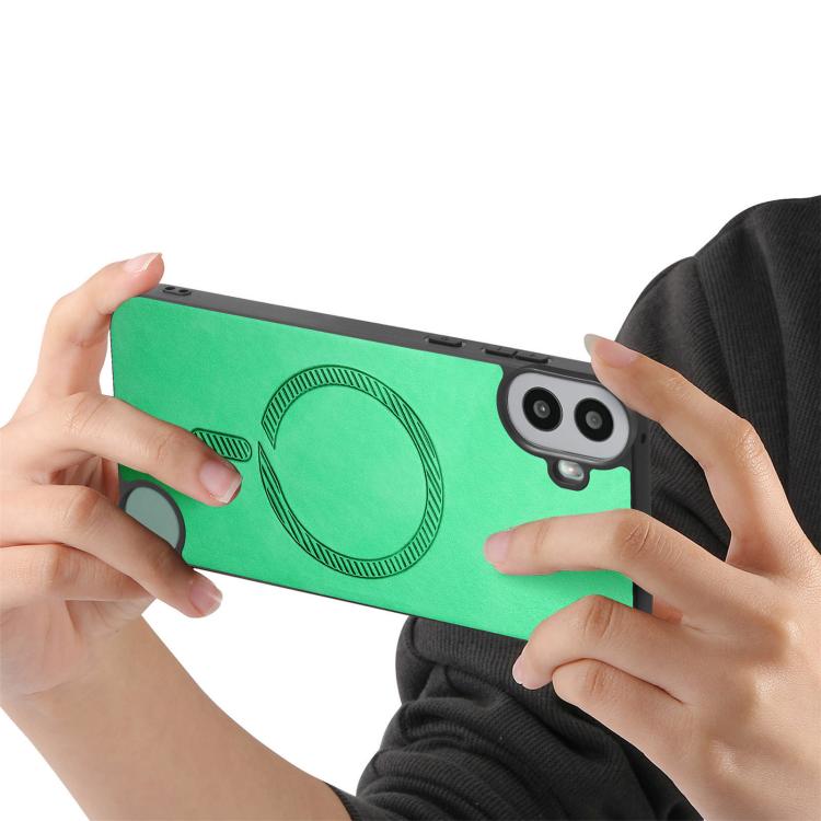 Funda Trasera Magnética de PU para cmf Phone 1 Retro Magsafe (Verde)
