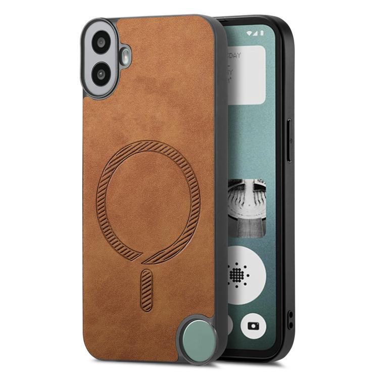 Funda Trasera Magnética PU para Teléfono cmf Phone 1 Retro Magsafe (Marrón)