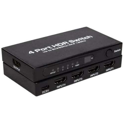 Adaptador HDMI Q8-4 4X1 con Control Remoto HDMI 2.1 8K 60Hz para Cine en Casa y Juegos (Enchufe EE.UU)