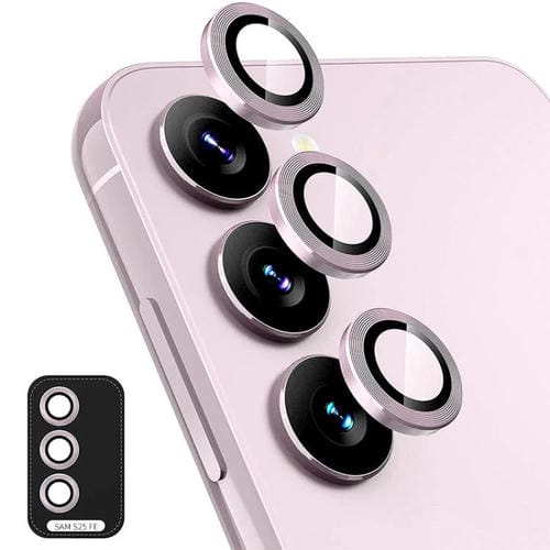 ENKAY Hat-Prince 9H - Lente de cámara trasera para Samsung Galaxy S25 FE 5G, película de vidrio templado de aleación de aluminio (rosa)