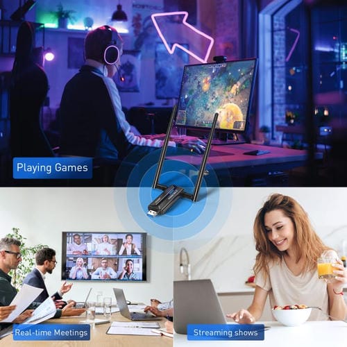 Adaptador Inalámbrico USB 3.0 Edup Ep-Ax1672 Ax3000 WIFI 6E 802.11G 2,4 GHz 5 GHz 6 GHz Chipset Mt7621Au