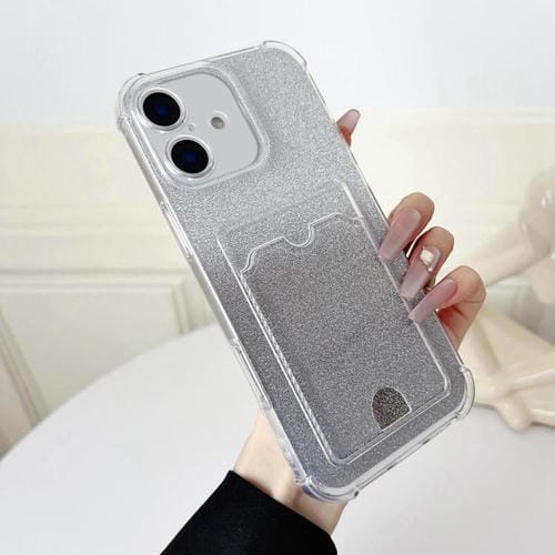Funda de TPU con diseño de cuatro esquinas y purpurina galvanizada para iPhone 17 (transparente)
