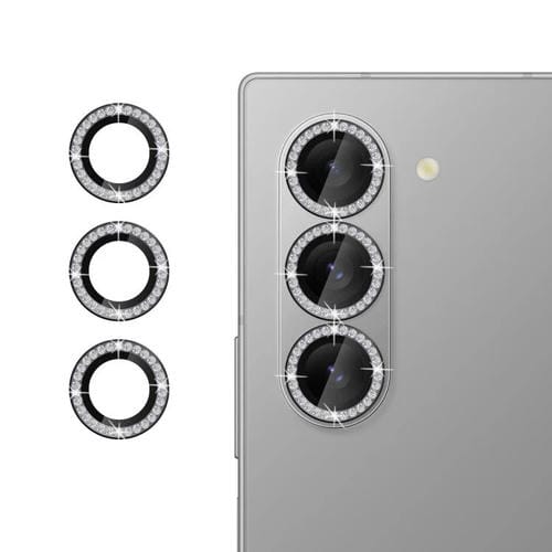 Protector de lente de cámara individual Kalebol con anillo de diamante para Samsung Galaxy Z Fold7 5G (negro)