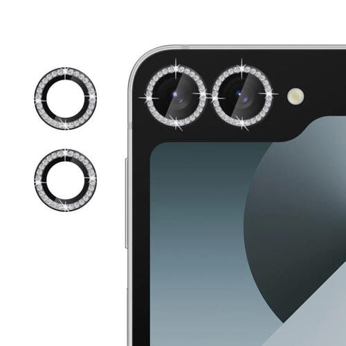Protector de lente de cámara individual Kalebol con anillo de diamante para Samsung Galaxy Z Flip7 5G (negro)