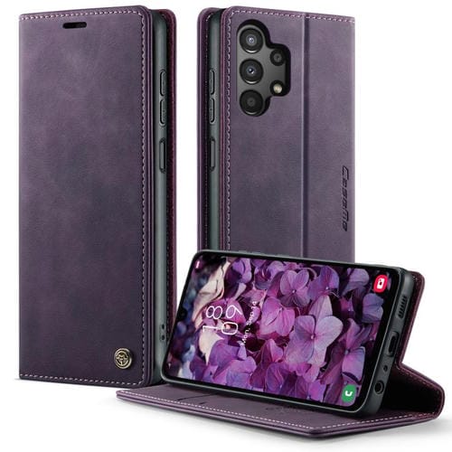 Funda CaseMe 033 para Samsung Galaxy A13/A04s, forro de piel de becerro, microfibra y bloqueo RFID (morado)