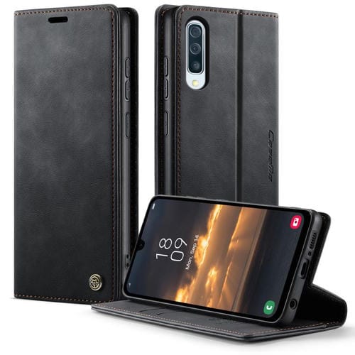 Funda CaseMe 033 para Samsung Galaxy A50s/A30s, forro de piel de becerro, microfibra y bloqueo RFID (negra)