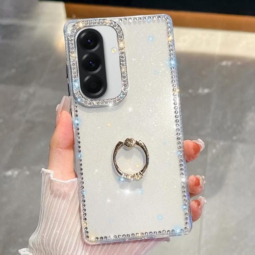 Funda de TPU con anillo anticaídas y purpurina para Samsung Galaxy A17 5G (blanco)