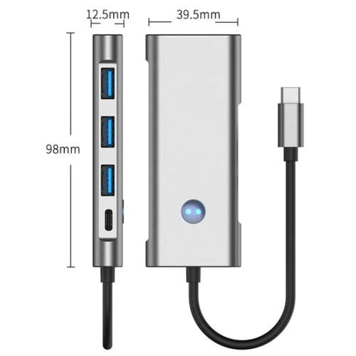 Adaptador Hub USB 3.0 Tipo C 7 en 1 PD 100 W 4K HD para portátiles
