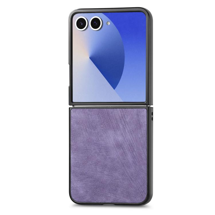 Funda trasera de cuero vintage para Samsung Galaxy Z Flip 7 5G (morado)