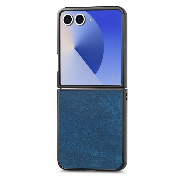 Funda trasera de cuero vintage para Samsung Galaxy Z Flip 7 5G (azul)