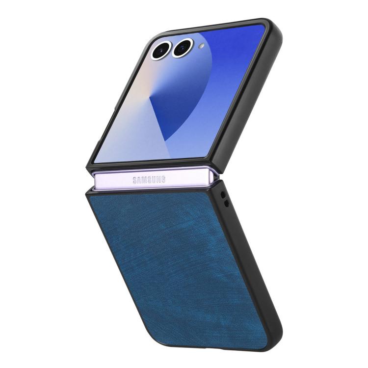 Funda trasera de cuero vintage para Samsung Galaxy Z Flip 7 5G (azul)