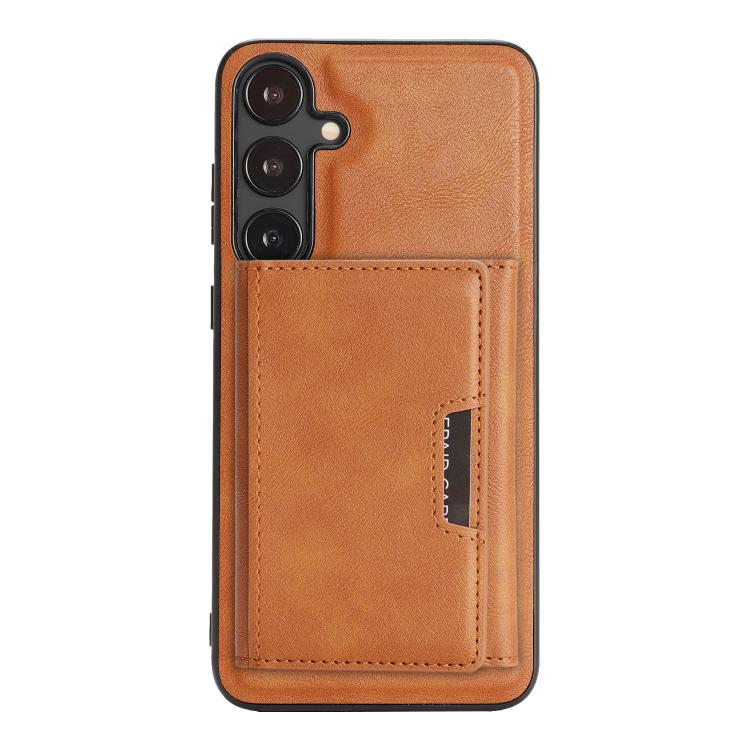 Funda de cuero plegable triple Kalebol con imán fuerte MagSafe para Samsung Galaxy S23+ 5G (marrón)