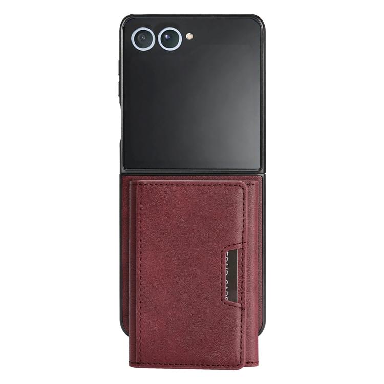 Funda de cuero plegable triple con imán fuerte MagSafe para Samsung Galaxy Z Flip7 (rojo)