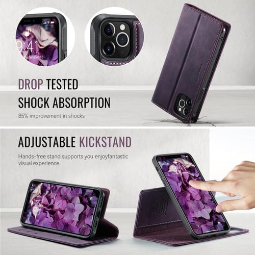 Funda de cuero desmontable CaseMe C49 para iPhone 11 Pro, con bloqueo RFID y MagSafe (morado)