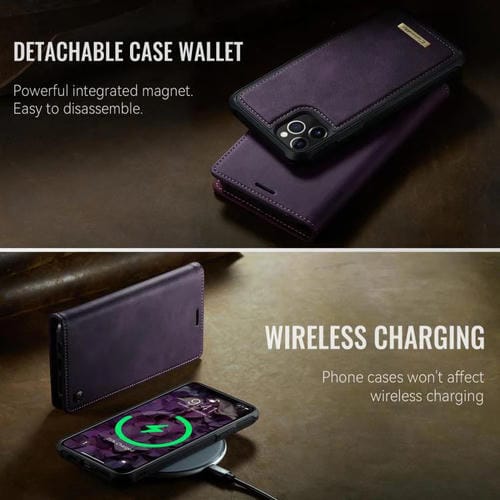 Funda de cuero desmontable CaseMe C49 con bloqueo RFID MagSafe para iPhone 11 Pro Max (morado)