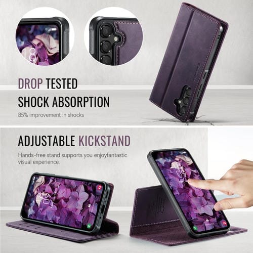 Funda de cuero desmontable con bloqueo RFID magnético para Samsung Galaxy A54 5G CaseMe C49 (morado)