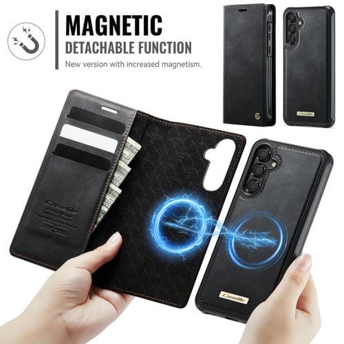 Funda de cuero desmontable con bloqueo RFID magnético para Samsung Galaxy A55/A35 5G CaseMe C49 (negro)