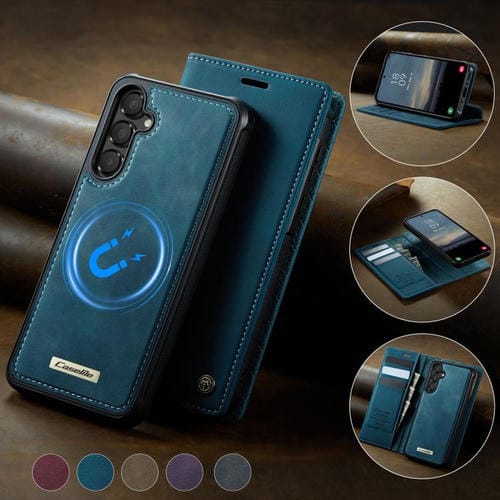 Funda de cuero desmontable con bloqueo RFID magnético CaseMe C49 para Samsung Galaxy A55/A35 5G (verde)
