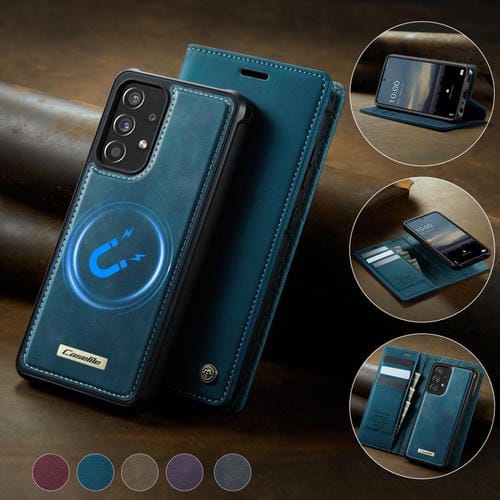 Funda de cuero desmontable CaseMe C49 con bloqueo RFID magnético para Samsung Galaxy A52/A52s (verde)