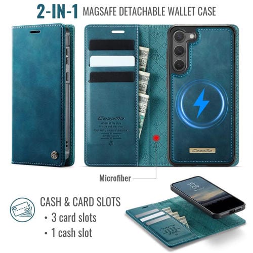 Funda de cuero desmontable con bloqueo RFID magnético para Samsung Galaxy S23 5G CaseMe C49 (verde)