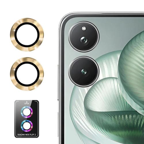 ENKAY Hat-Prince - Lente de cámara trasera 9H con película de vidrio templado de aleación de aluminio para Xiaomi Mix Flip 2 (dorado)