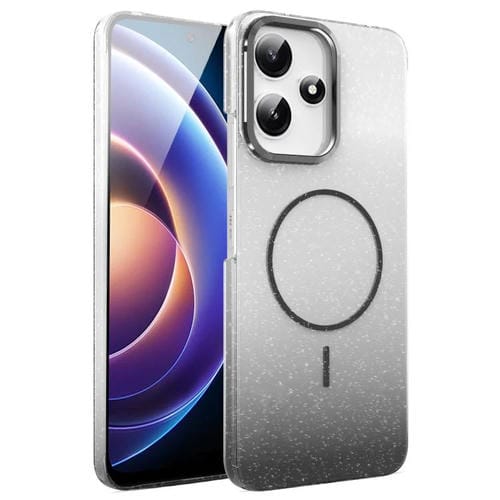 Funda MagSafe a prueba de golpes para Xiaomi Poco X7 Pro con purpurina dorada y degradado (negro)