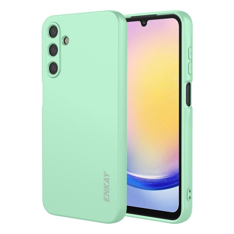ENKAY - Funda de silicona líquida suave y a prueba de golpes para Samsung Galaxy A25 5G (verde claro)