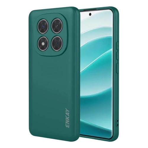 ENKAY - Funda de silicona líquida suave y a prueba de golpes para Redmi Note 14 Pro 5G Global (verde oscuro)