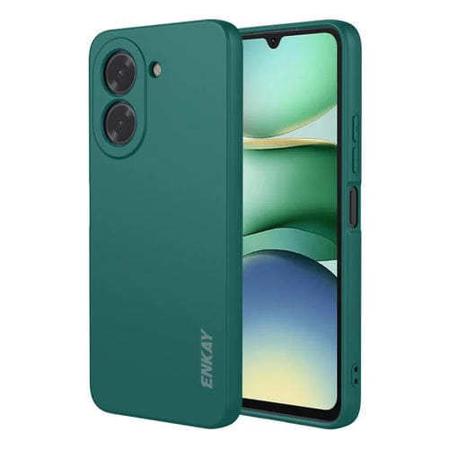 Funda ENKAY de silicona líquida suave y resistente a los golpes para Redmi A5 NFC (173 mm) (verde oscuro)