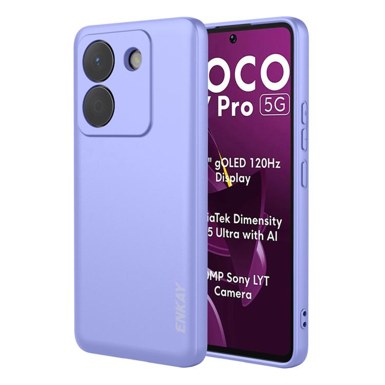 ENKAY - Funda de silicona lĂquida suave a prueba de golpes para Xiaomi Poco M7 Pro (morada)