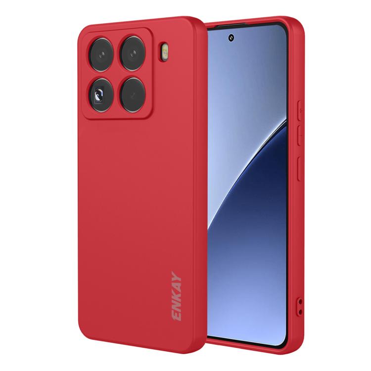 ENKAY - Funda de silicona lĂquida suave a prueba de golpes para Xiaomi 15 Pro (roja)