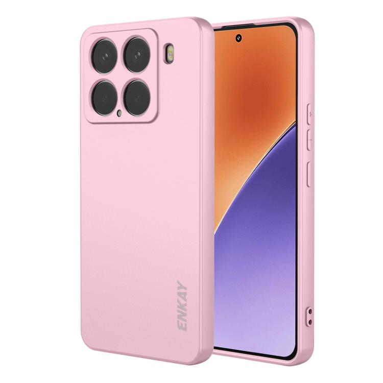 ENKAY - Funda de silicona lĂquida suave a prueba de golpes para Xiaomi 15 (rosa)
