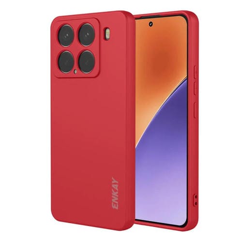 ENKAY - Funda de silicona líquida suave y a prueba de golpes para Xiaomi 15 (roja)