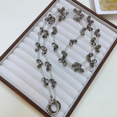 Cristal de gota que cruza la cadena del teléfono (gris)