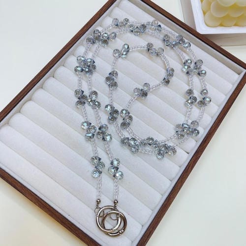 Cristal en forma de gota que cruza la cadena del teléfono (azul claro)