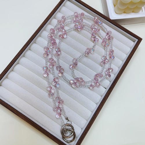 Cristal de gota que cruza la cadena del teléfono (rosa)