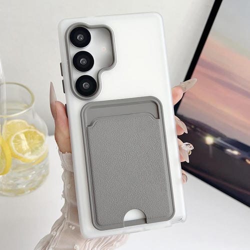 Funda de cuero con textura para Samsung Galaxy S24+ 5G, a prueba de golpes (gris)