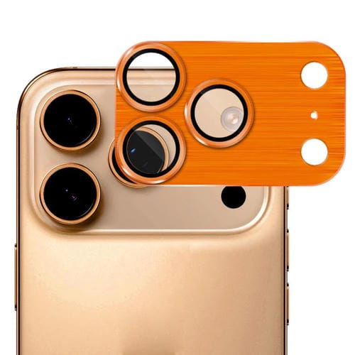 ENKAY - Lente de cámara antirreflejos de aleación de aluminio cepillado con película de vidrio templado para iPhone 17 Pro (naranja)