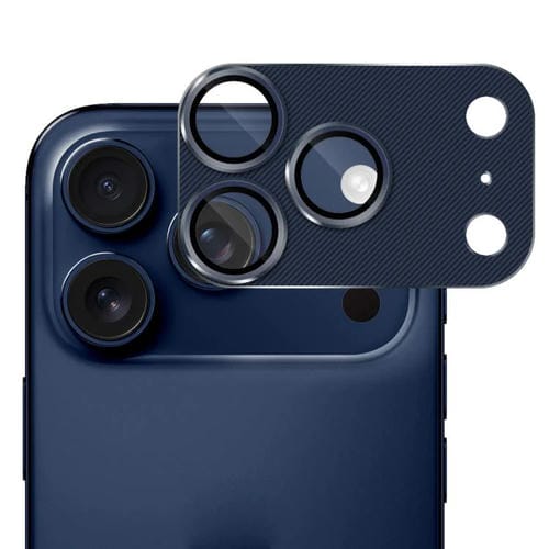 Película protectora de lente de vidrio templado ENKAY con textura de CD y aleación de aluminio para iPhone 17 Pro (azul)