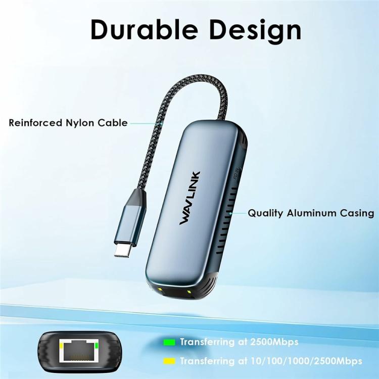 Convertidor de red WAVLINK NWU330GD USB-C a RJ45 2,5 Gbps con salida PD 95 W